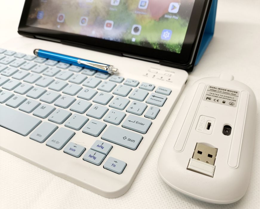 Tablet 10.1" ANDROID 15 niebieski klaw+mysz+rysik 12GB/128GB etui NOWY