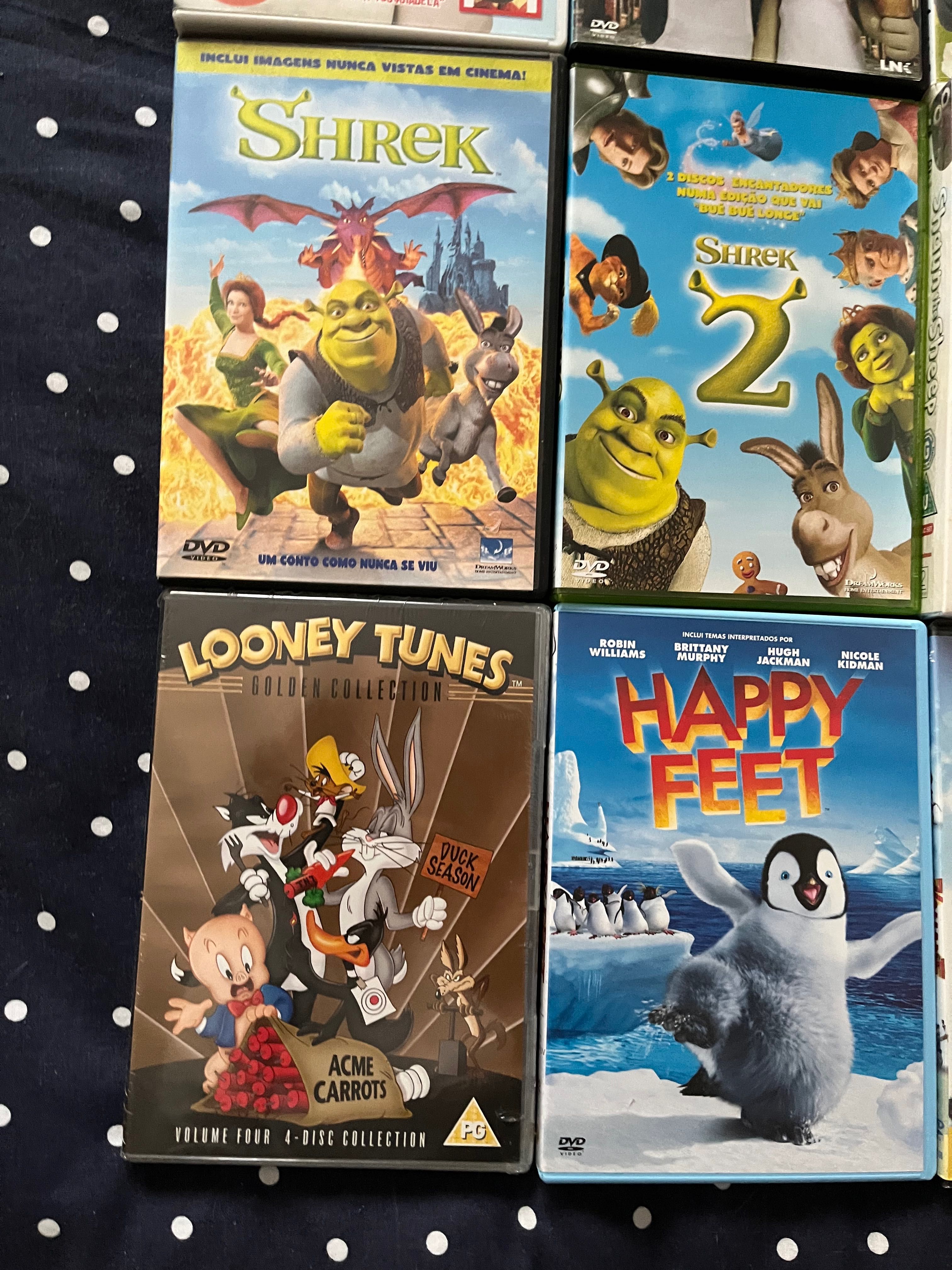 9x DVDs Wallace & Gromit, Ovelha Choné, Shrek, Valliant