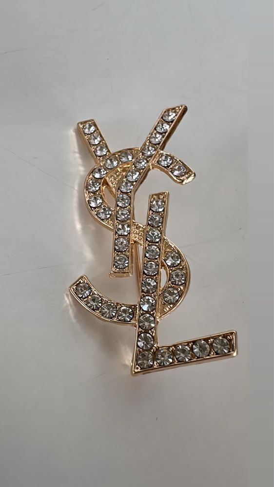 Broszka z cyrkoniami YSL – elegancki ,luksusowy dodatek, nowa