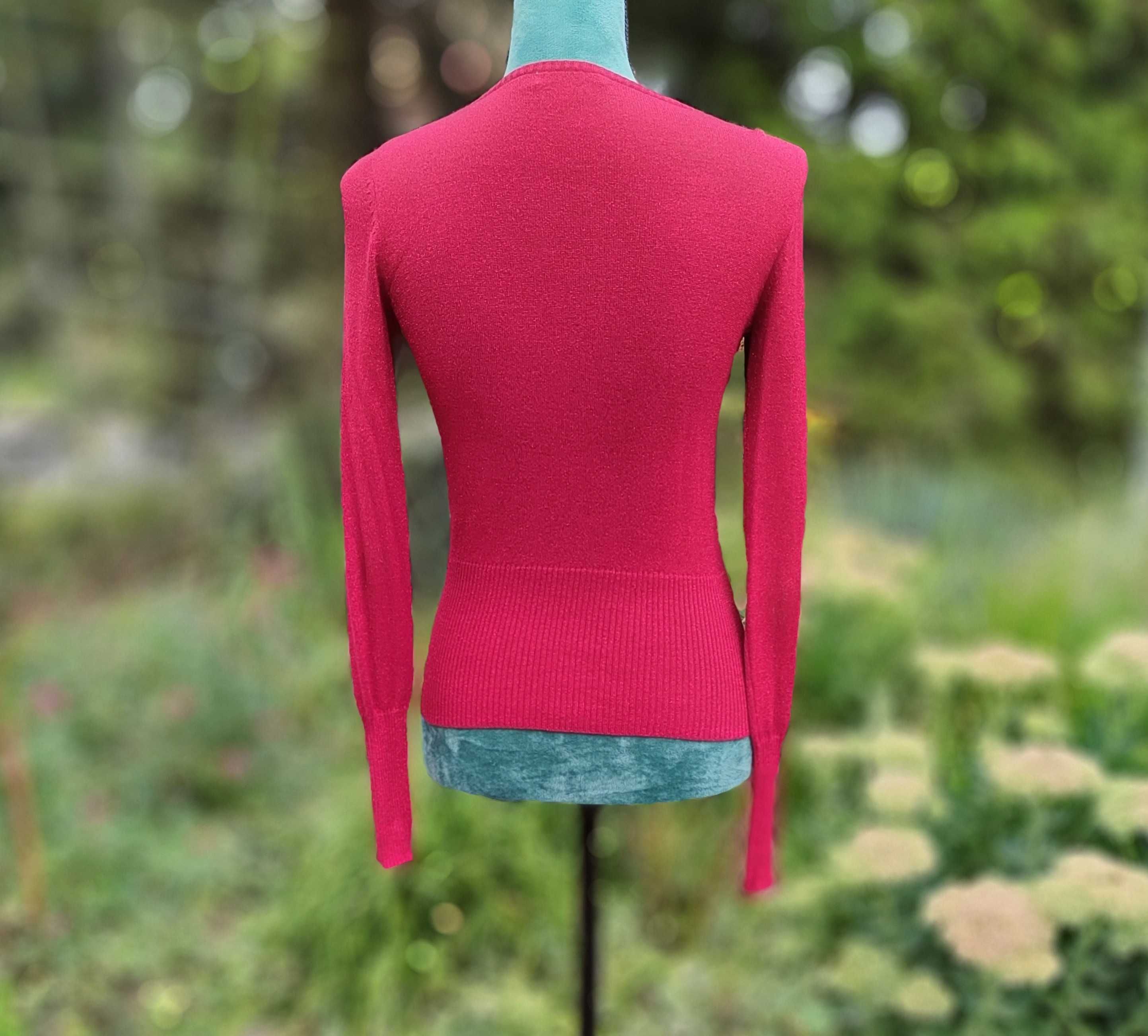 Sweter kardigan Reserved S 36 czerwony metaliczny