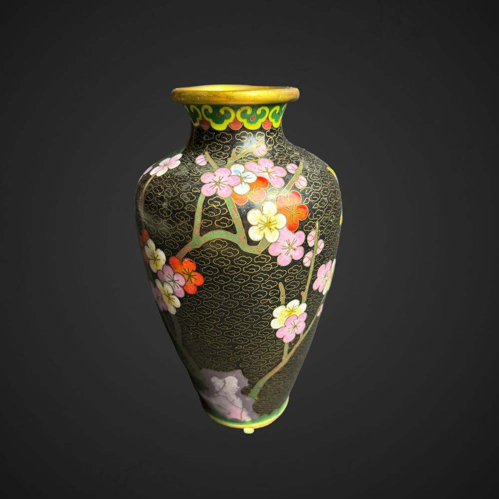 Wazon emalia cloisonne kwiaty styl azjatycki chiny B41/081705