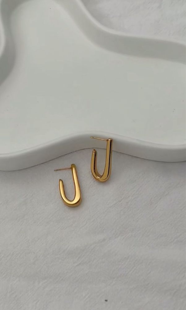 Стильні сережки геометричної форми сталь PVD покриття  18к золото