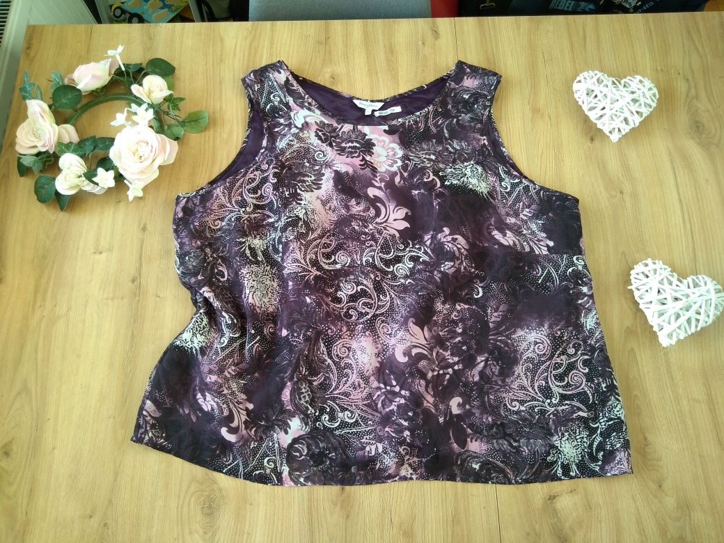 Letnia bluzeczka tunika dla puszystej 52 54 6XL elegancka w kwiaty