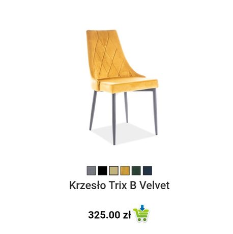 Krzesla do jadalni Trix B Velvet marki Signal 2 szt. żółte 4 szt. gran