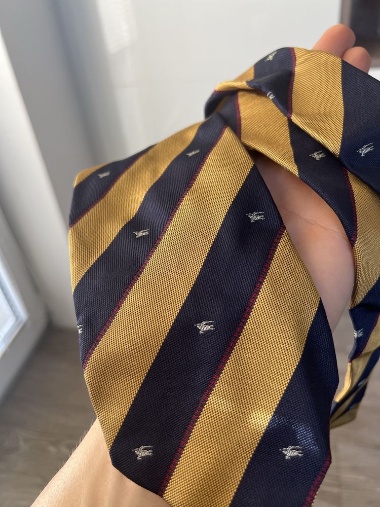 Krawat Vintage Burberry Monogram Big logo Knit 100% Silk