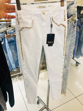 White DISHE jeans / unikatowy model nowej kolekcji d'she cyrkonie