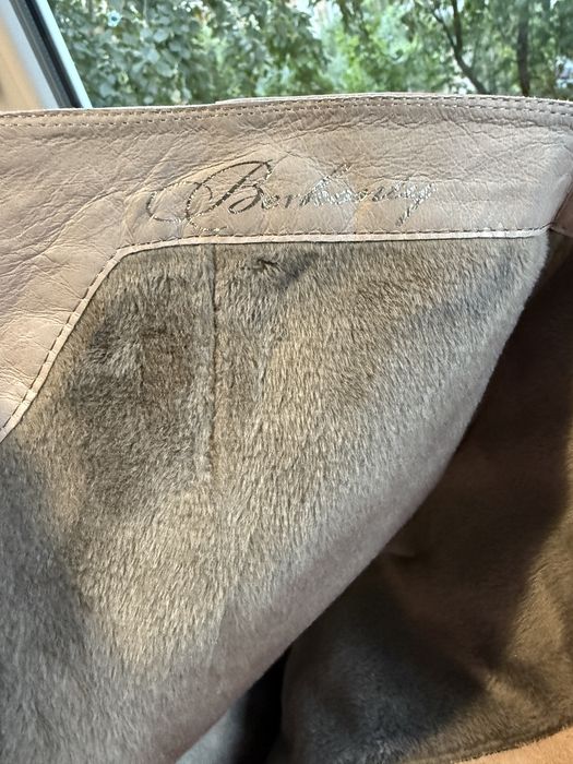 Сапоги кожаные зима бежевые каблук