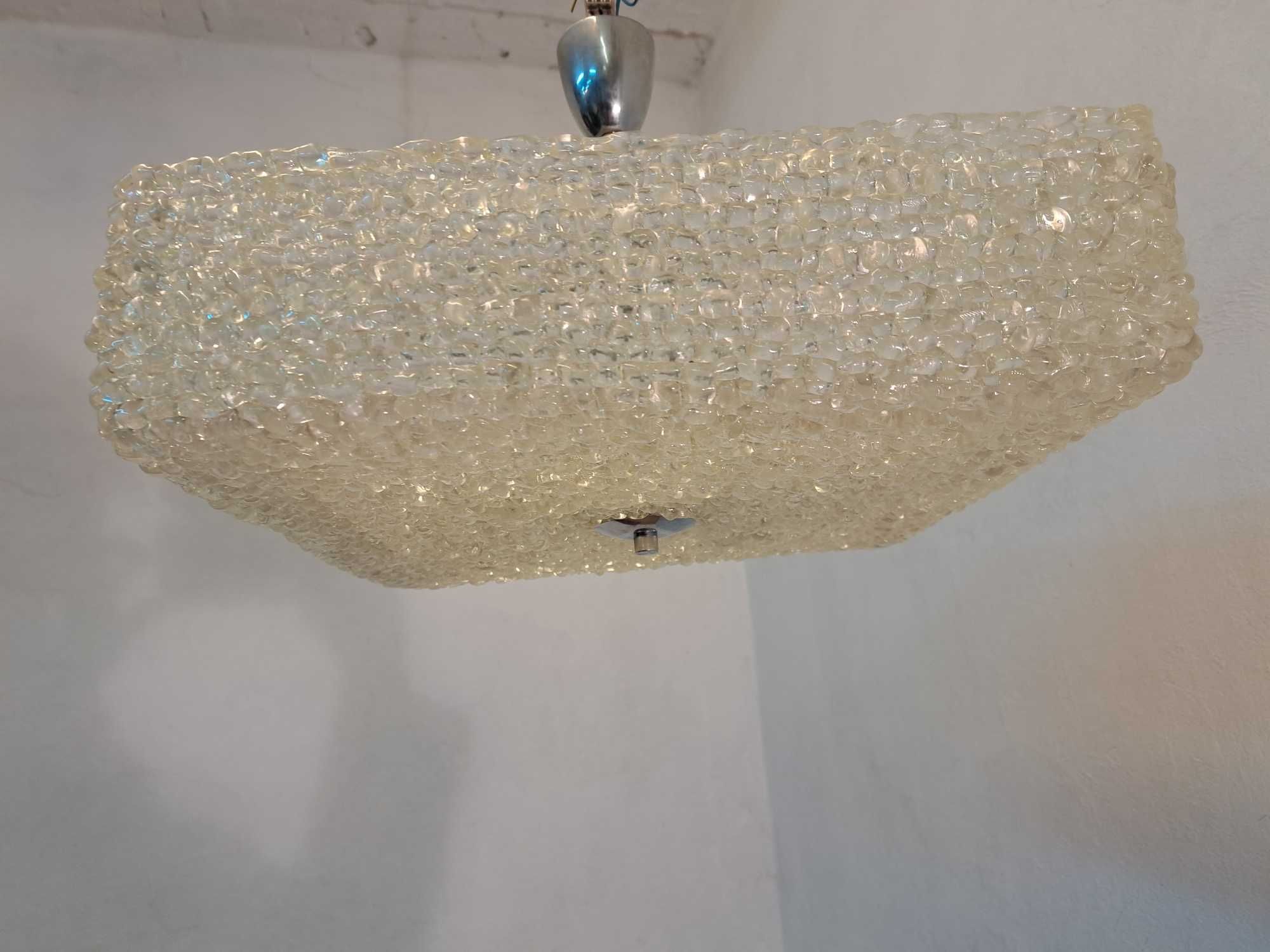 Lampa kwadratowa Austrolux plastik akryl klosz chrom lodowe szkło