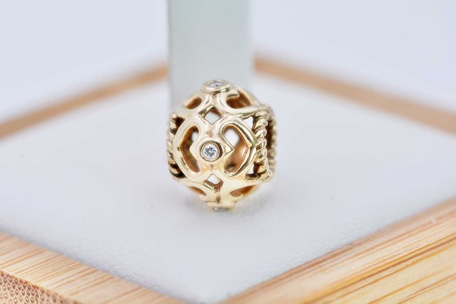Oryginalny charms Pandora Gold Openworks Heart Diamond 750466D 585