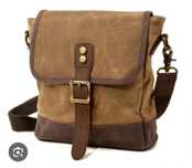 Torba męska  listonoszka miejska vintage canvas i skóra naturalna