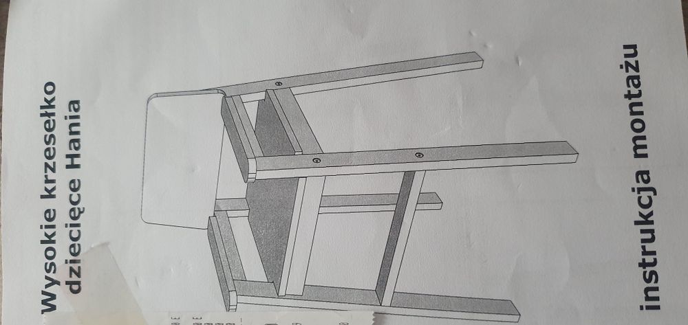Krzesełko dzieciece do karmienia drewniane wysokie Hania