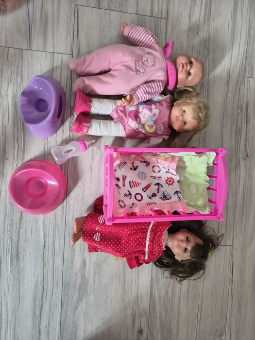 Lalki Bobas 3 szt + Kołyska + akcesoria