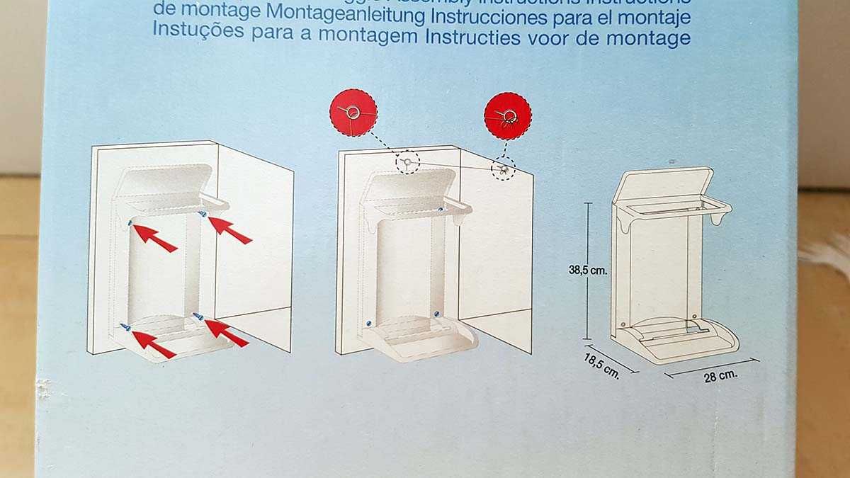 Caixote / recipiente de resíduos para porta de armário