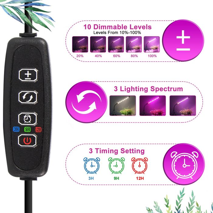 Lampa do wzrostu roślin 4x80 LED z timerem