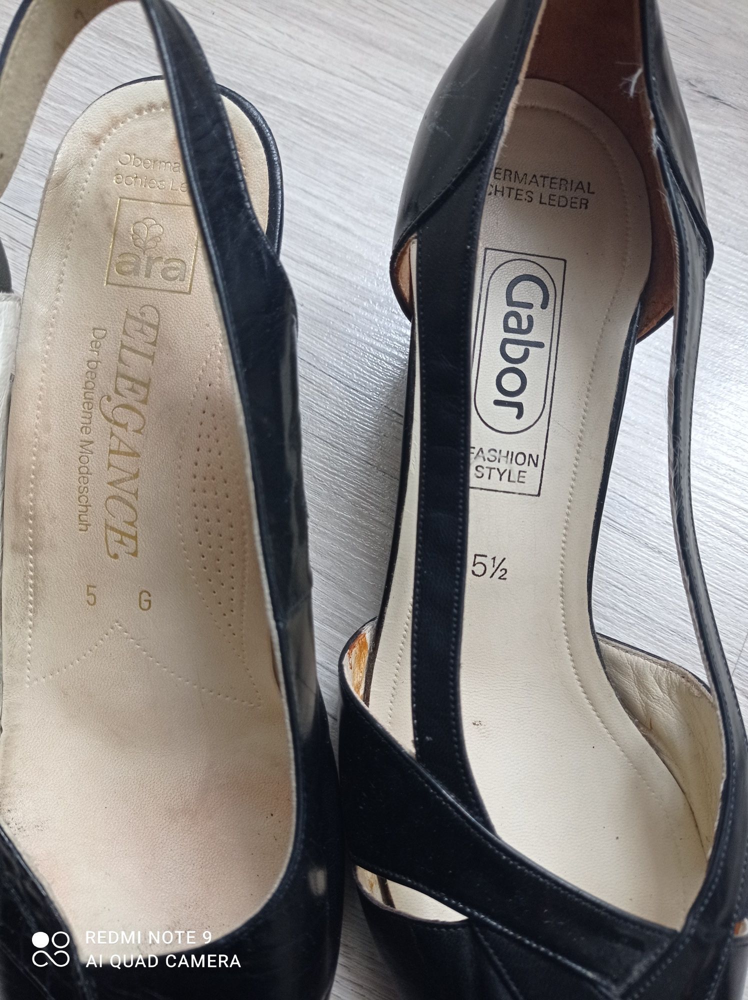 Buty czólenka skórzane ARA 37 czarne + druga para Gabor gratis