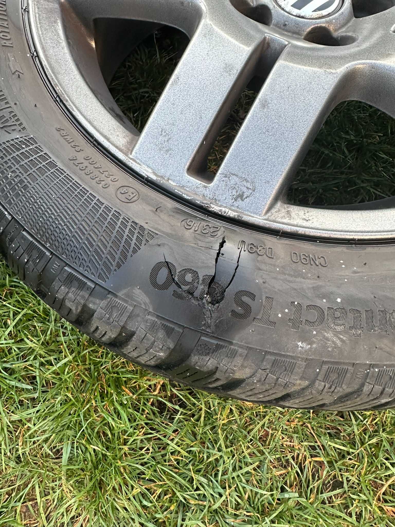 Felgi VW 15" 5x100 stan bdb, Opony zimowe Continental 2016 (3/4)
