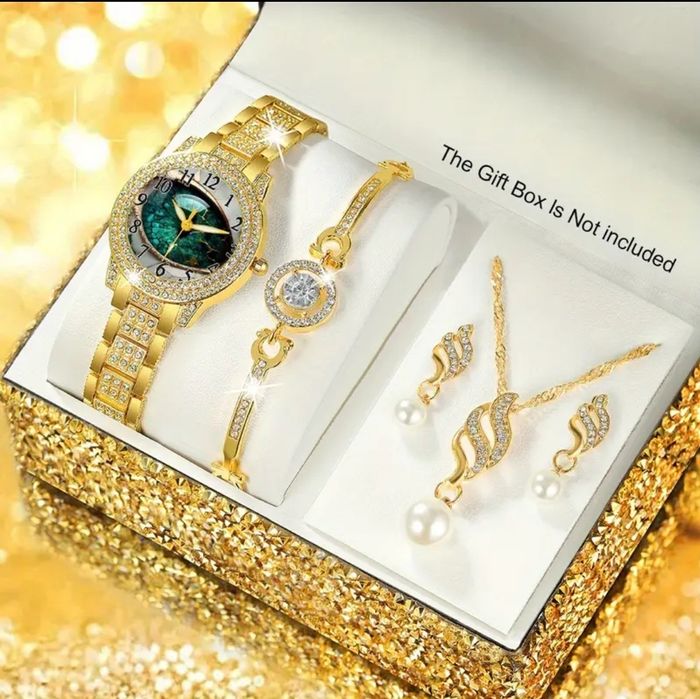 Damski komplet zegarek bransoletka kolczyki naszyjnik