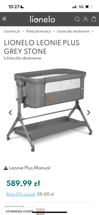 Lóżeczko Dostawka Lionello Leonie Plus