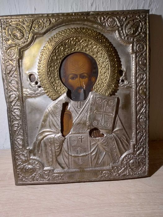 Ikona prawosławna - Święty Mikołaj XIX wiek 26,5 x 22,5 cm