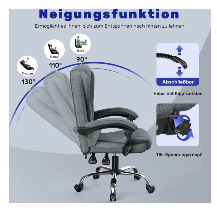 Ergonomiczne krzesło biurowe - Krzesło do biurka Bigzzia z wysokim op