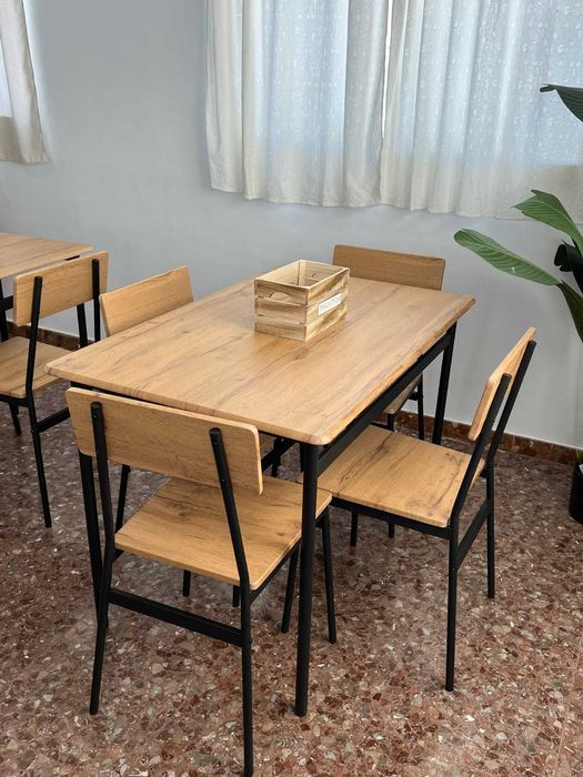 oferta mesa e 4 cadeiras novas madera e ferro envio gratis