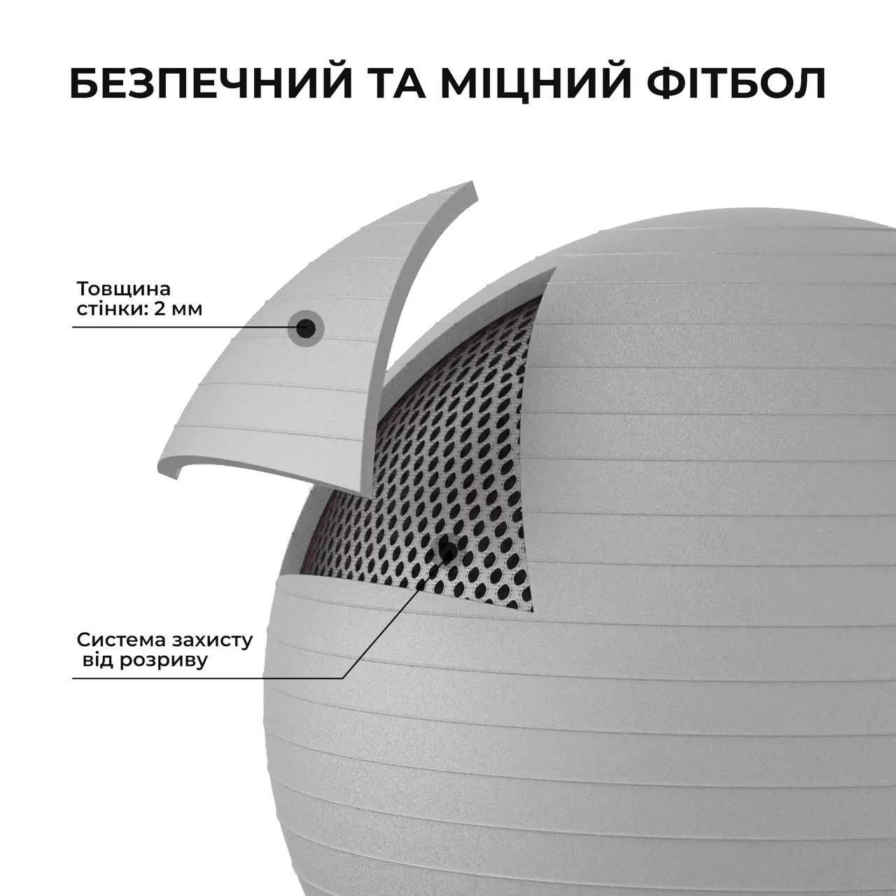 М'яч для фітнесу (фітбол) WCG 75 Anti-Burst 250кг Сірий + насос