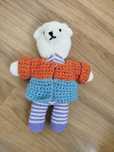 Szydełkowy miś w sweterku 35 cm crochet plushie vintage szydełko handm
