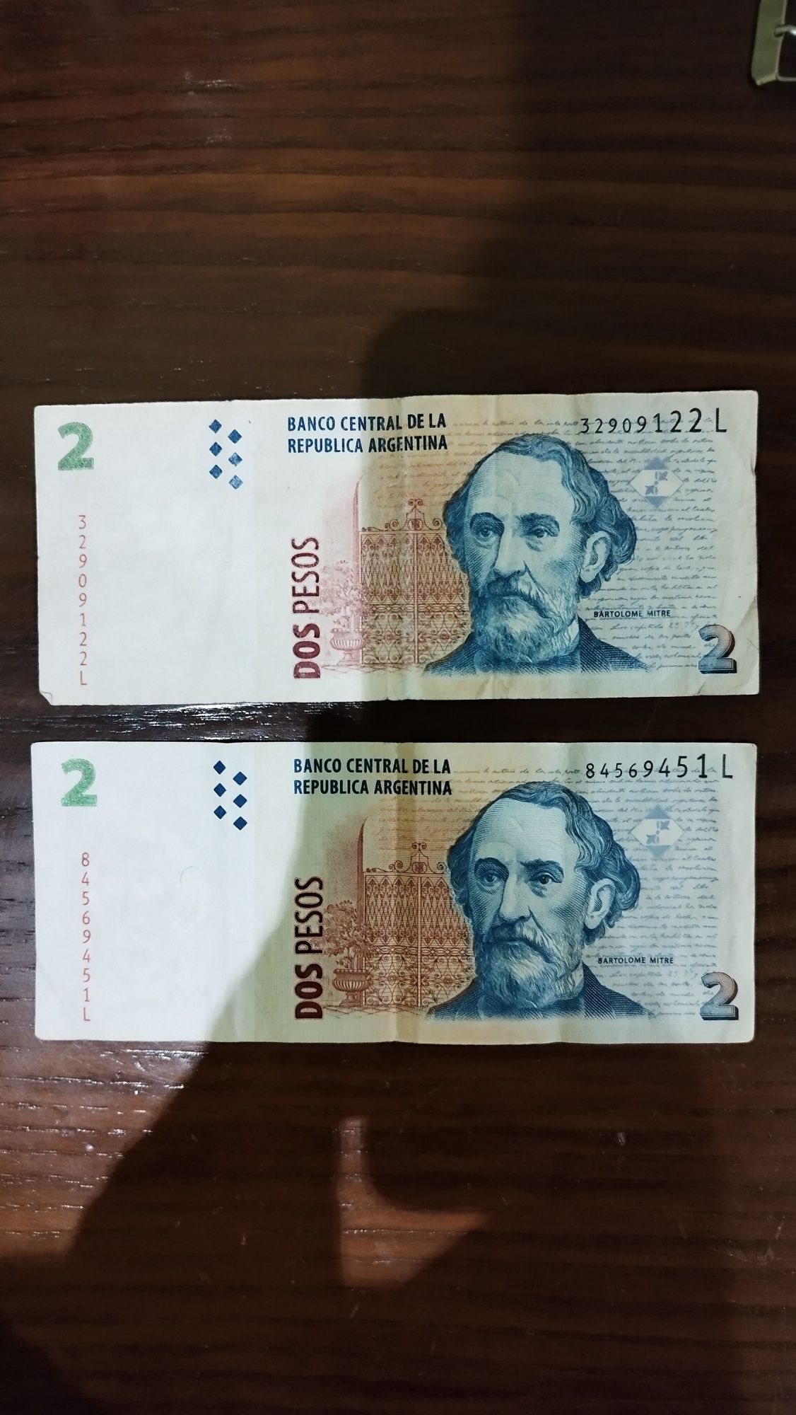 2 notas de 2 pesos Argentina