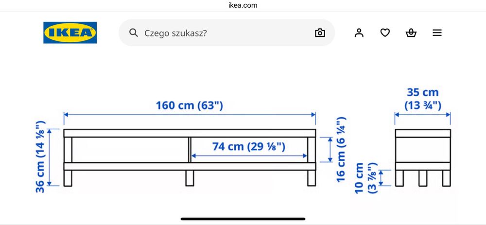 Szafka RTV Lack 160x35x36 cm