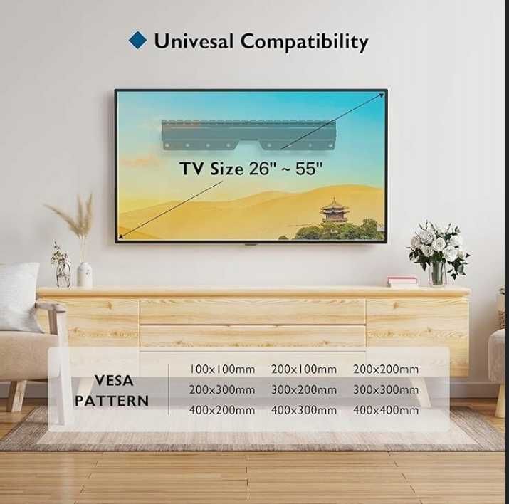 Uchwyt Ścienny do Telewizora 26-55 Cali,  400x400 mm, Obciążenie 50 kg