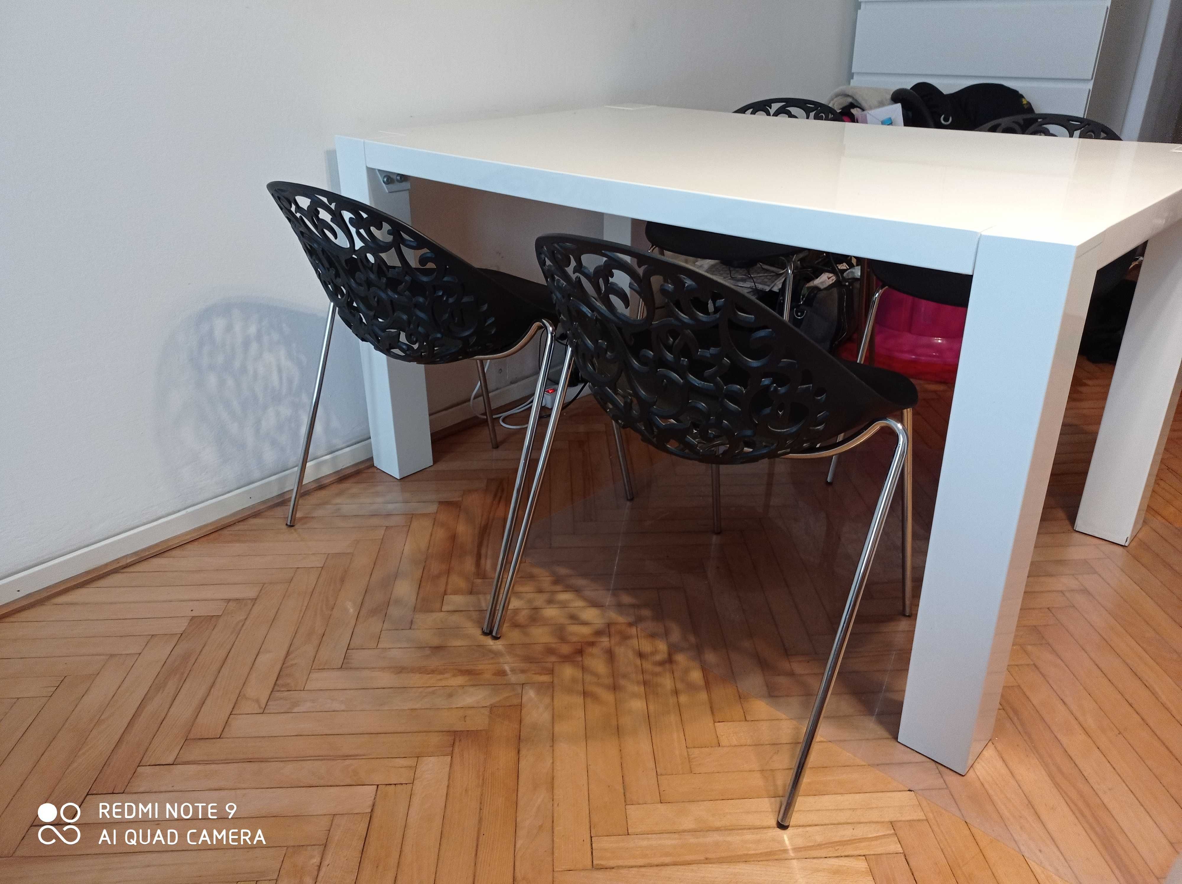 Stół - biały połysk - w stylu IKEA