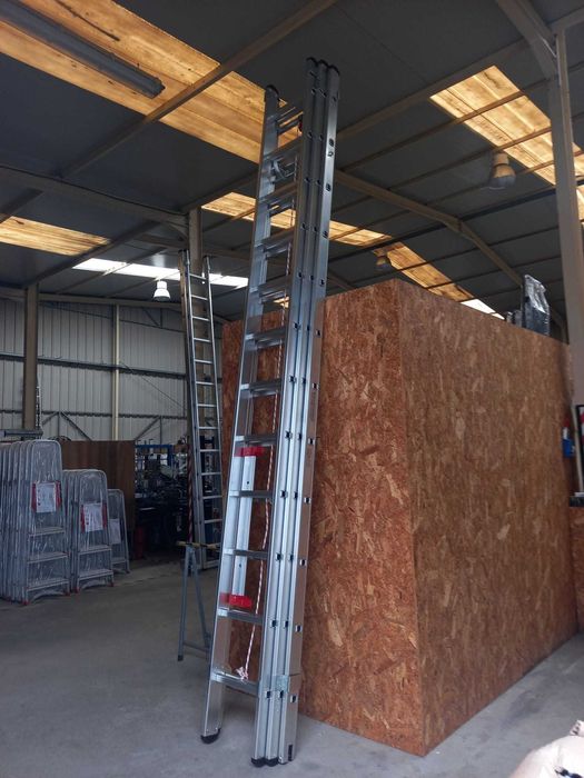 Escada Tripla 3+3+3M (7M Úteis) c/ CORDA | Degrau Quadrado | Fábrica