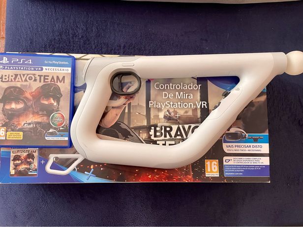 Controlador de mira PS4 VR + jogo “Bravo Team”.