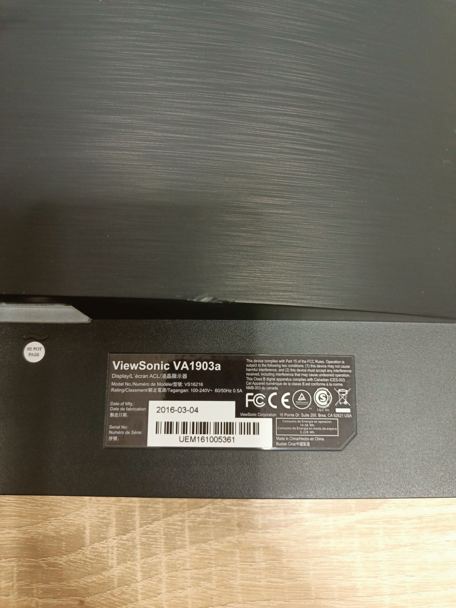Монітор ViewSonic VA1903A
