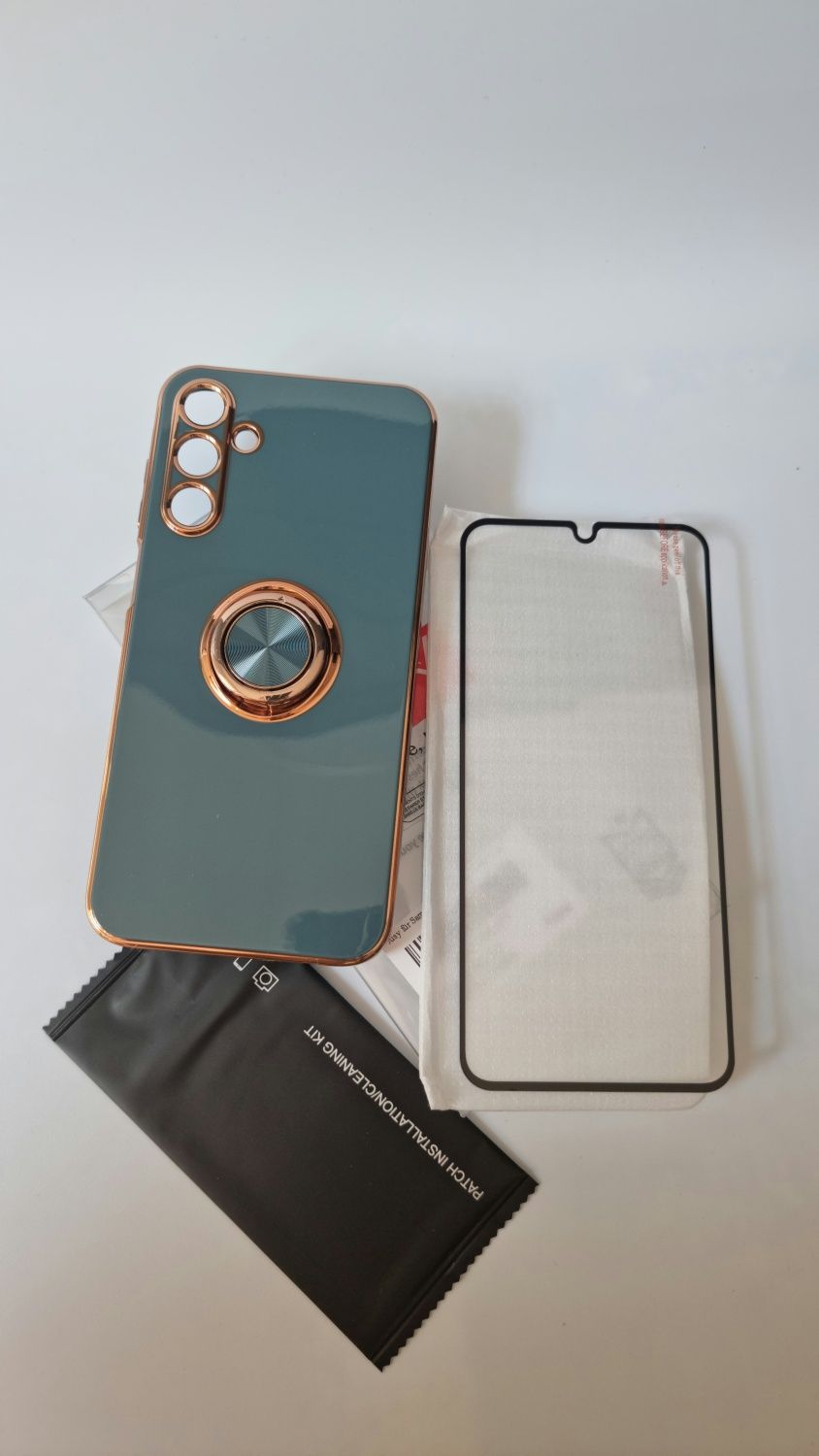 Etui do Samsung Galaxy A15 z pierścieniem i szkłem hartowanym