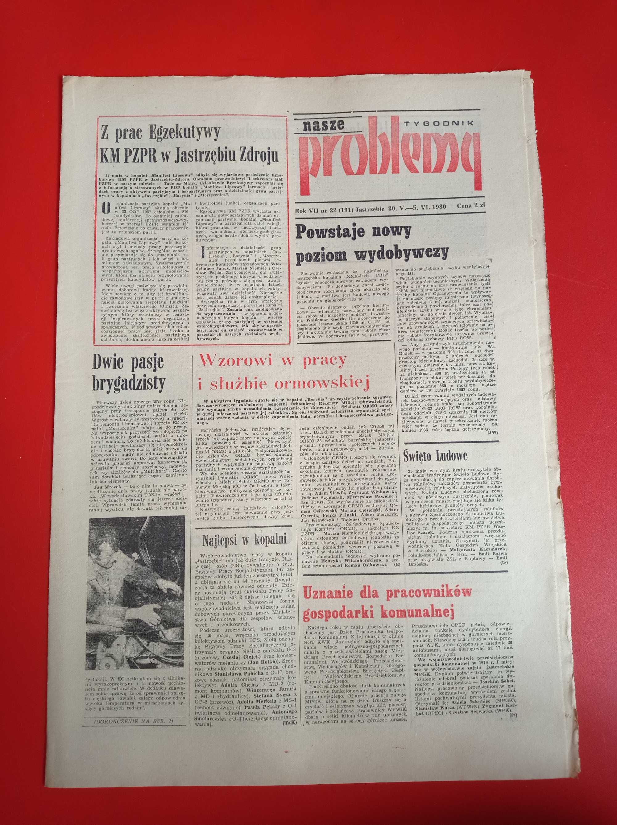 Nasze problemy, Jastrzębie, nr 22, 30 maja - 5 czerwca 1980