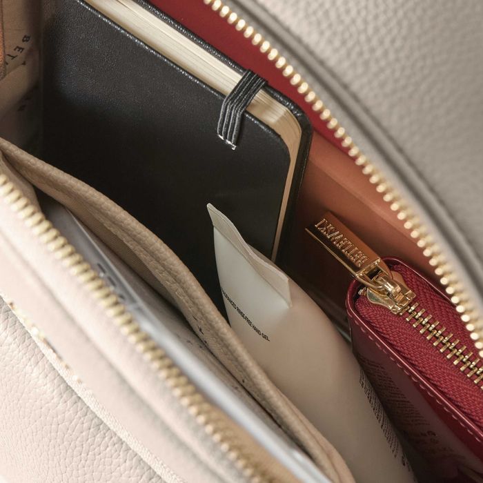 BETLEWSKI Plecak Damski Miejski Beżowy Skóra Ekologiczna Szelki Uchwyt