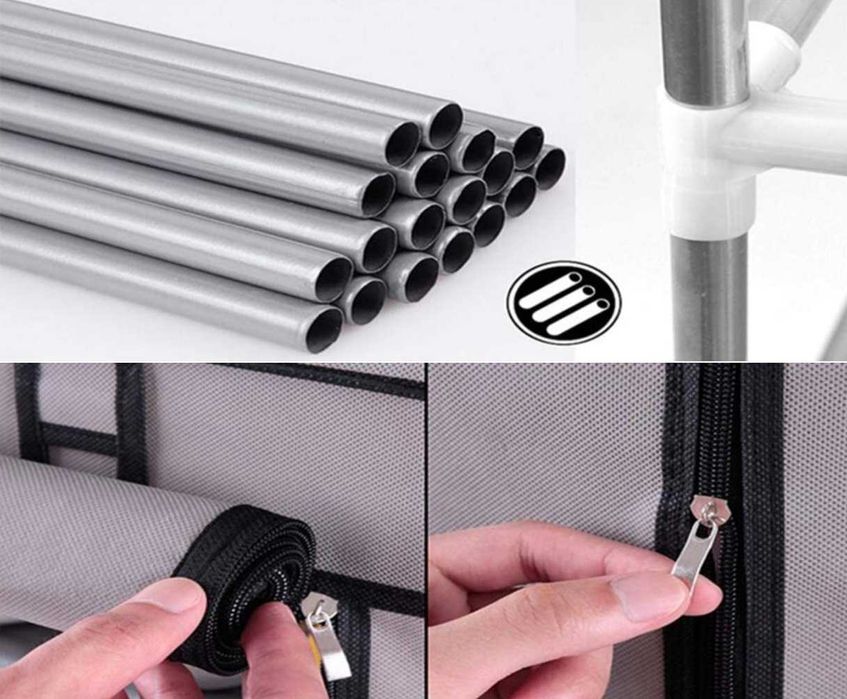 Pojemny Półki Wytrzymały Organizer do Garderoba Materiałowy Szary