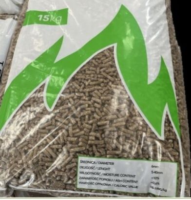 Pellet Bukowno sosnowy klasa A1  6mm 17,16zł worek możliwość transport