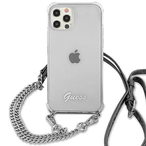 Etui Guess 4G Silver Chain na iPhone 12 / iPhone 12 Pro - przezroczyst