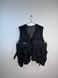 Vintage multi pocket y2k black vest