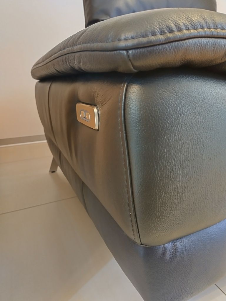 // Sofa Narożnik Elektryczny 100% Naturalna Skóra Gala Collezione //