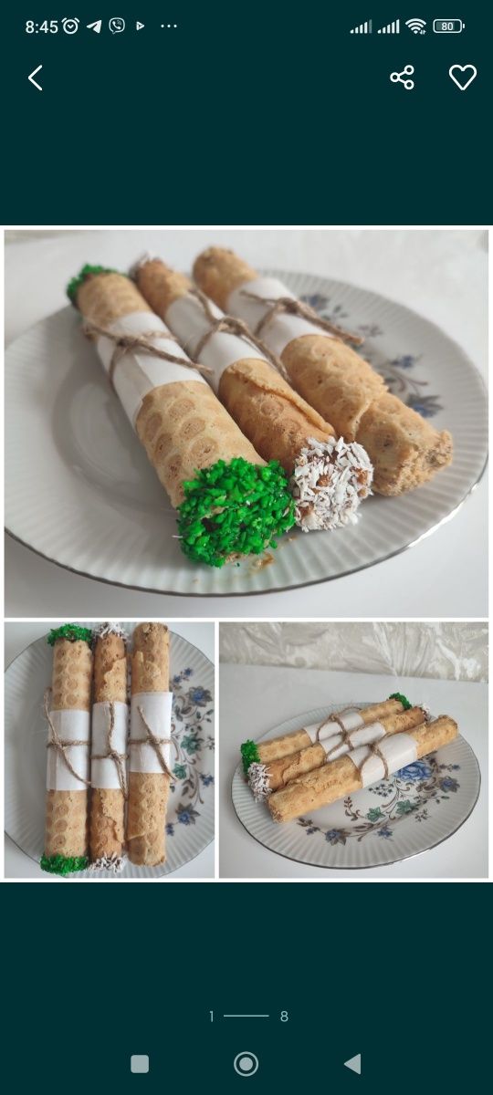 Орешки со сгущенкой, трубочки, печенье брауни, попсы,торты