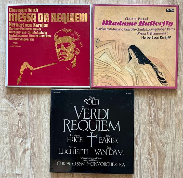 VERDI Messa da Requiem Karajan Puccini Madame Butterfly 3xbox LP EX/NM