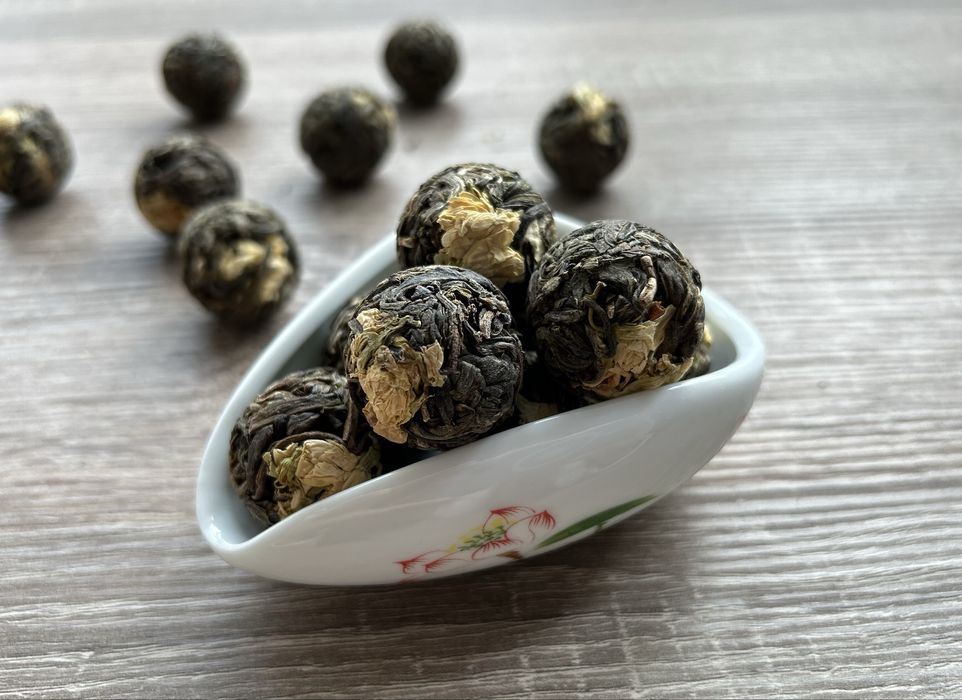 Китайський вʼязаний Зелений чай з жасмином 5 шт по 8 грам