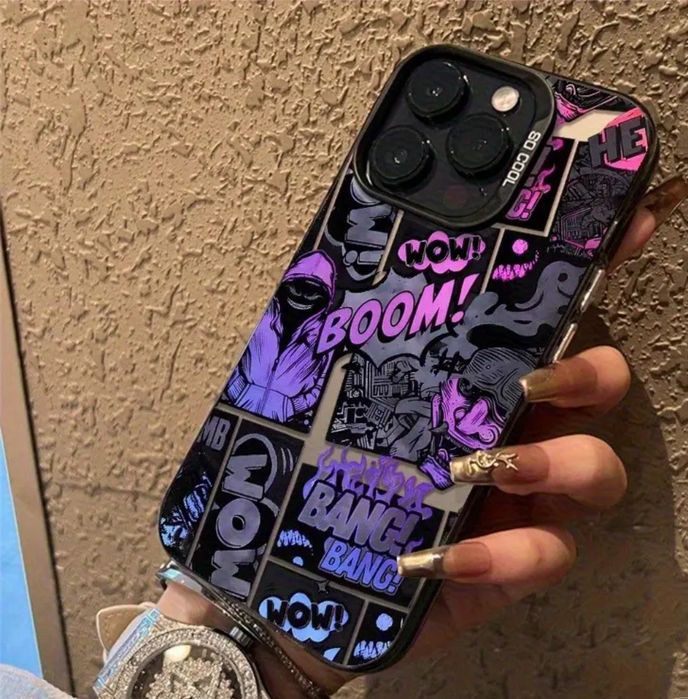 Стильный чехол Graffiti BOOM! (черно-фиолетовый)