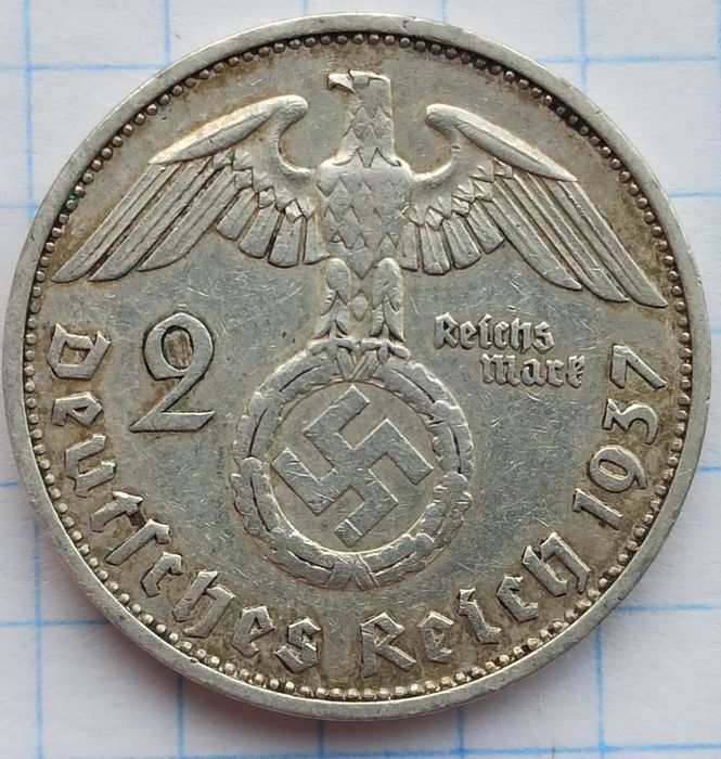 Монета серебро 2 рейхсмарки, 1937 год