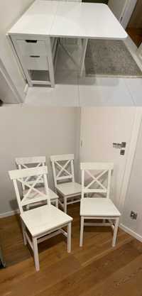 Stół rozkładany Lidl LIVARNO  jak Ikea NORDEN + 4 krzesła JYSK