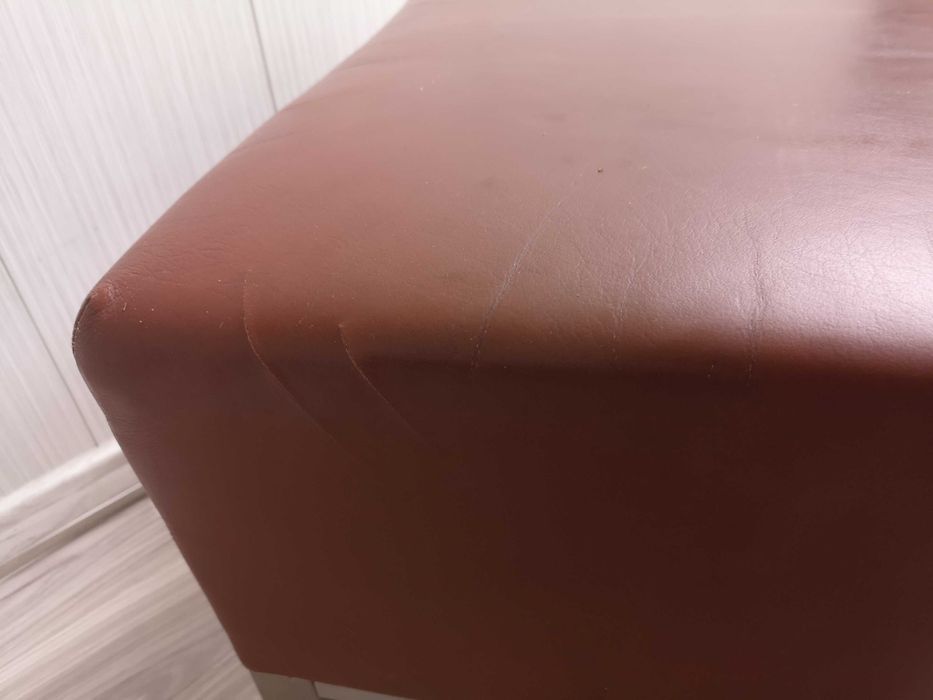 pufa skórzana bordo skóra podnóżek 58x57x44 INOX