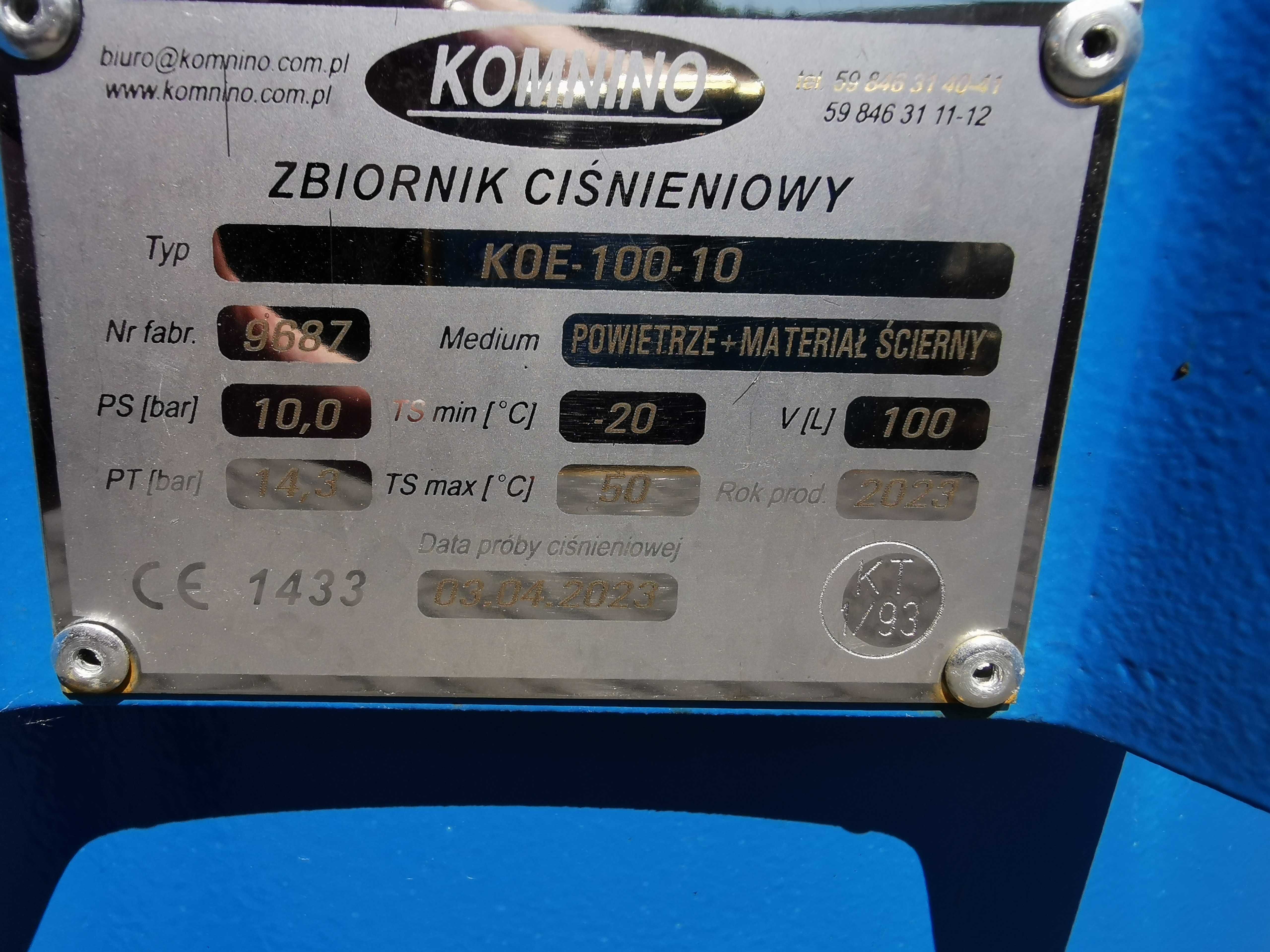 CONTRACOR Zestaw do piaskowania 100L PIASKARKA Komnino NOWA! +osprzęt